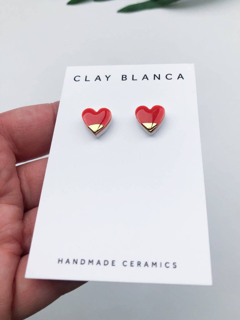 Strawberry Red Heart Earrings On Silver Plated