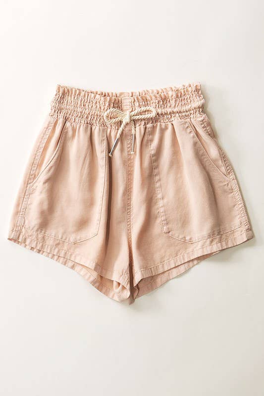 ROPE DRAWSTRING TENCEL SUMMER SHORTS