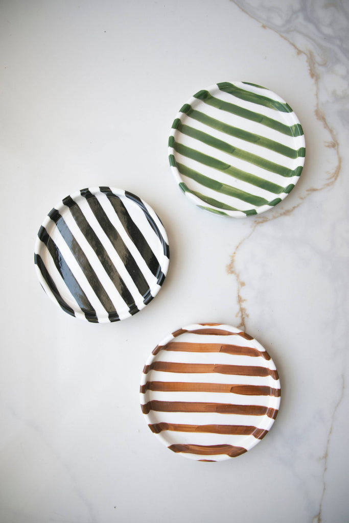 green Striped Plates