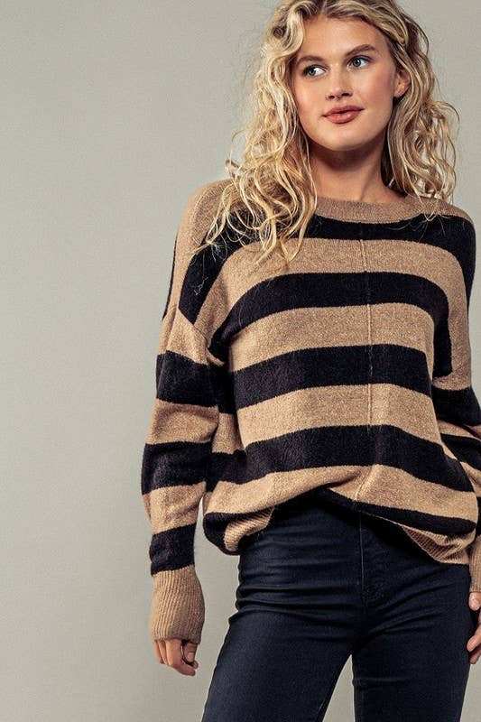 Striped Away Woven Knit Top