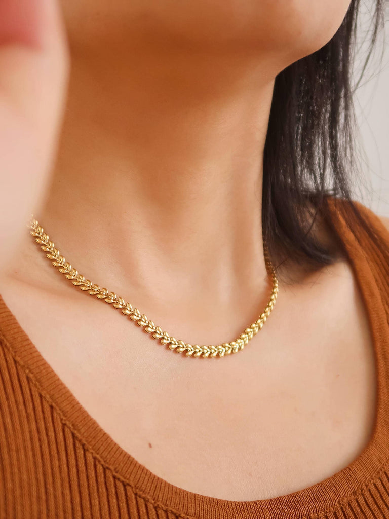 Vern 18K Gold Non-Tarnish Classic Wheat Chain
