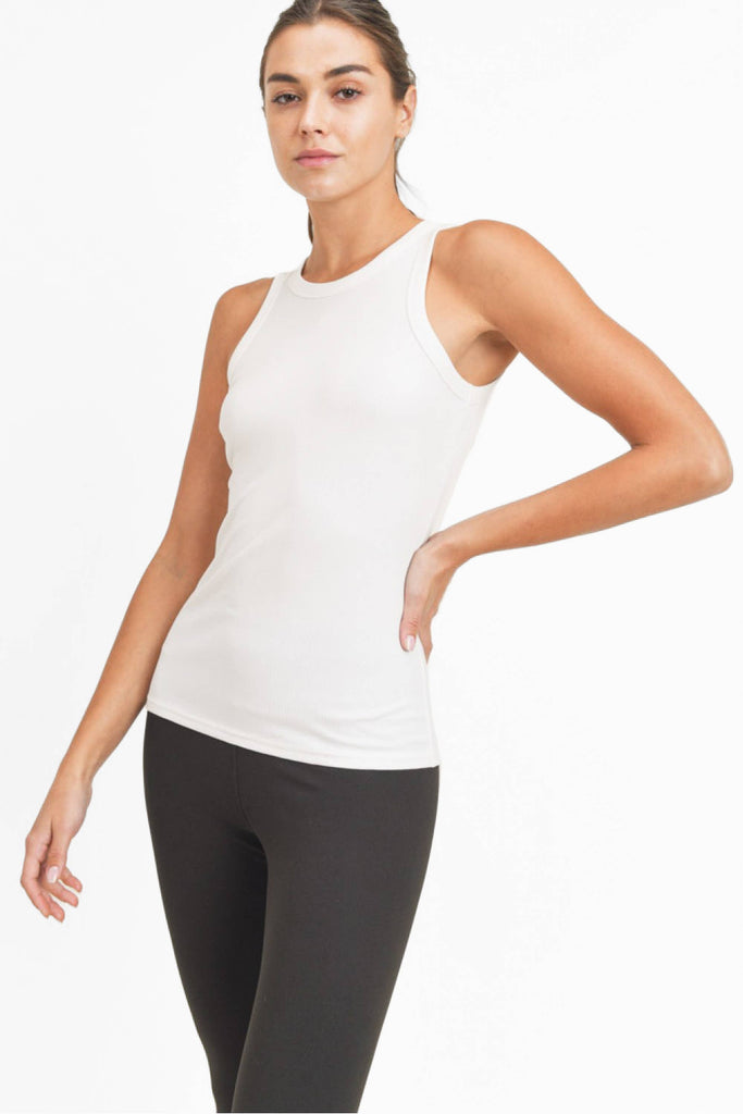 Essential Micro-Ribbed Athleisure Tank Top: S:M:L (2:2:2) / White