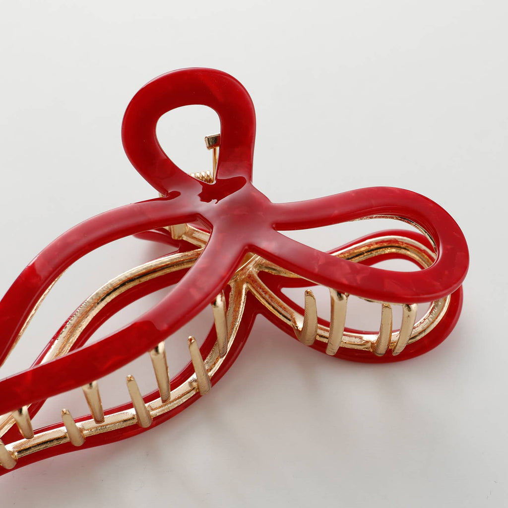 Sabrina VDay | Large Ribbon Metal Bow Claw Clip