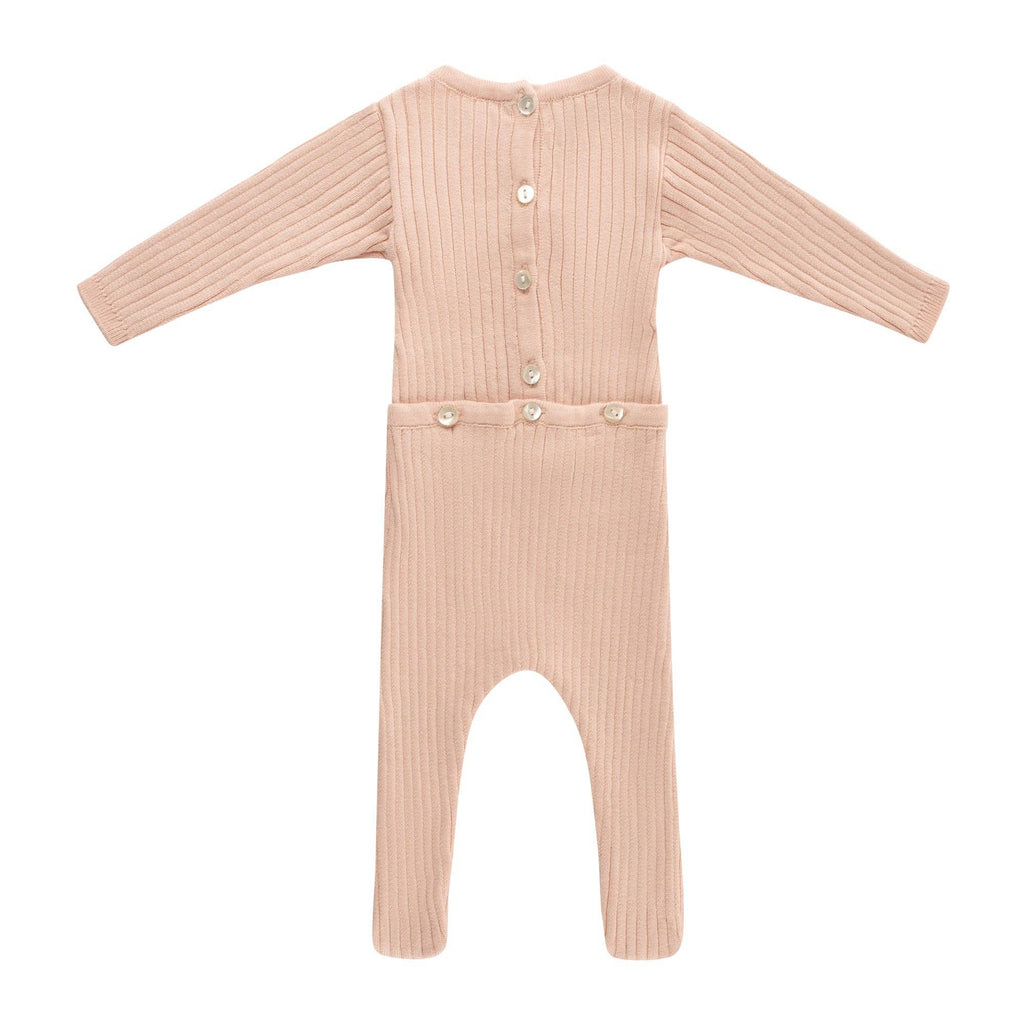 Baby Boys & Girls Scallop Trimmed Rib Knit Romper & Bonnet