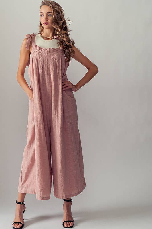 TIE STRAPS WIDE LEG JUMPSUIT