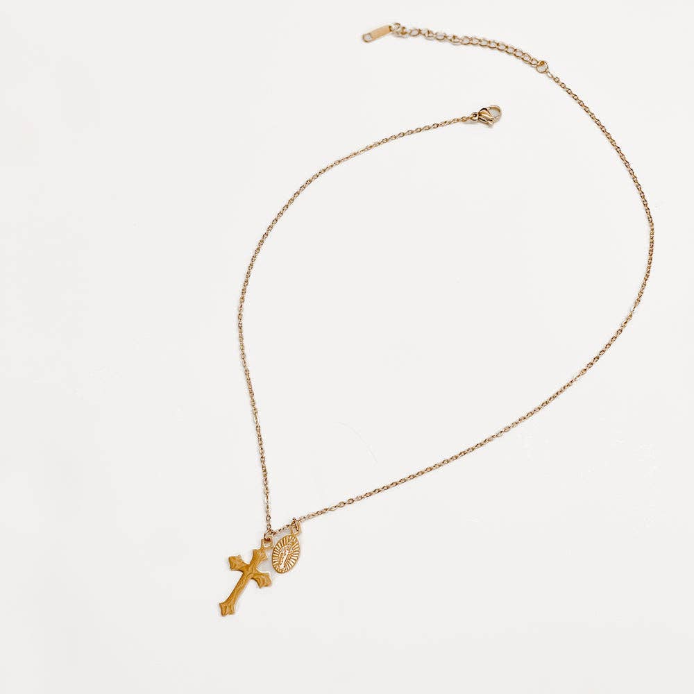 Creator Cross Gold Charm Necklace