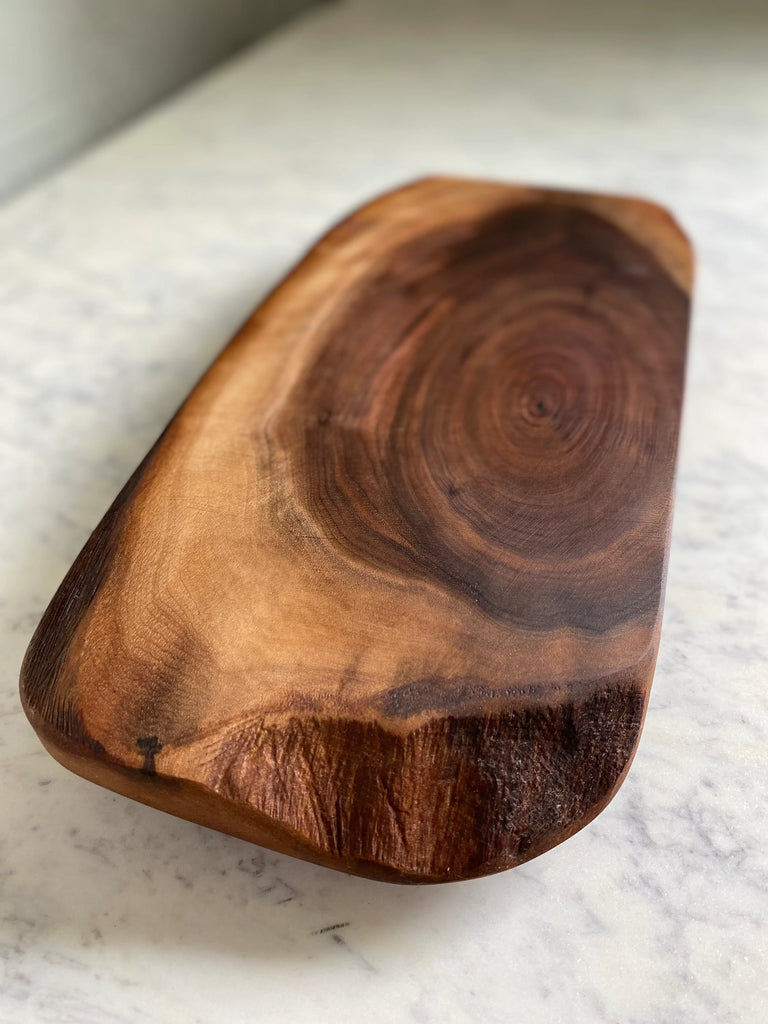 handmade unique dark walnut wood cutting board