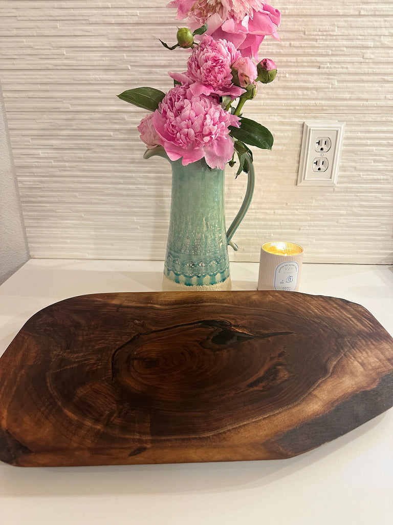 handcrafted walnut cutting board with epoxy