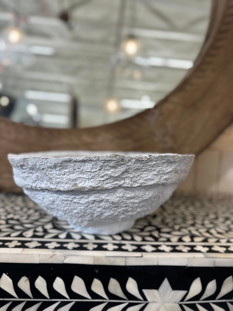 White paper mache bowl medium