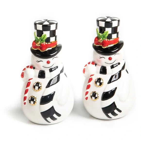 Mackenzie-Childs Nostalgia Snowman Salt & Pepper Set