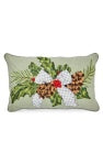 farmhouse holly holiday lumbar pillow