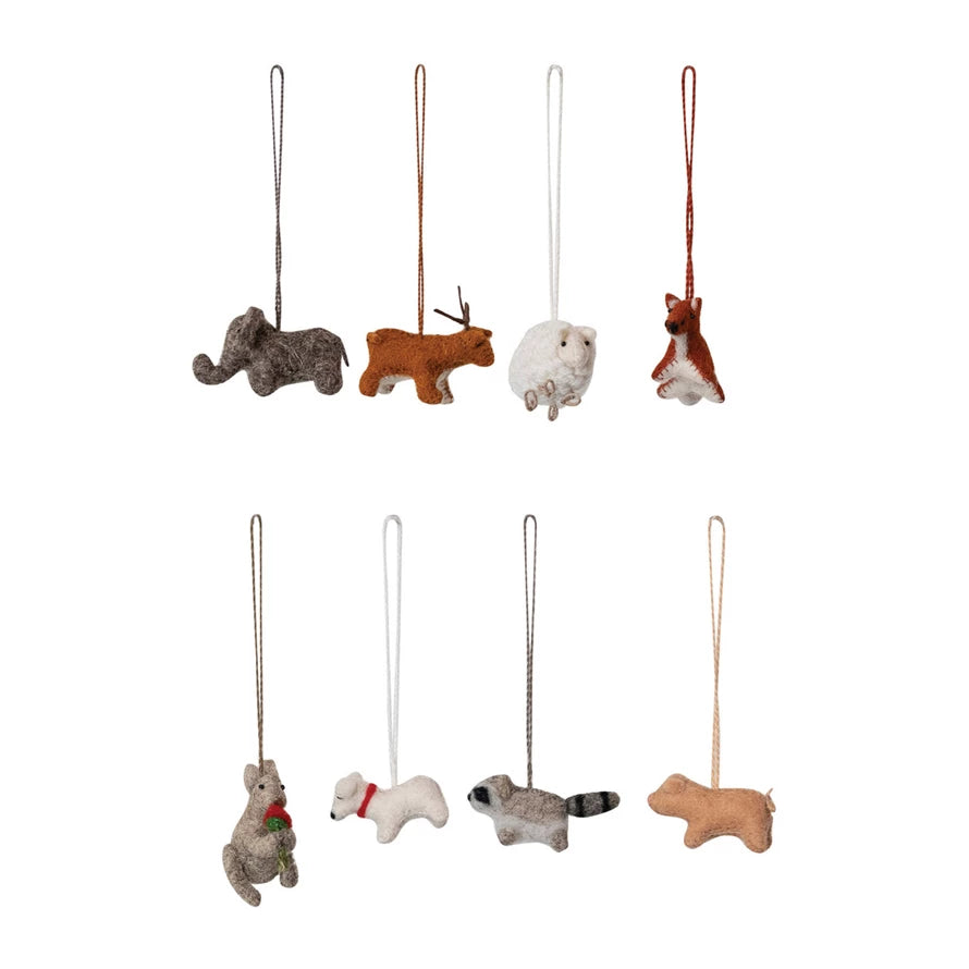 Handmade Wool Felt Animal Ornament, 8 Styles