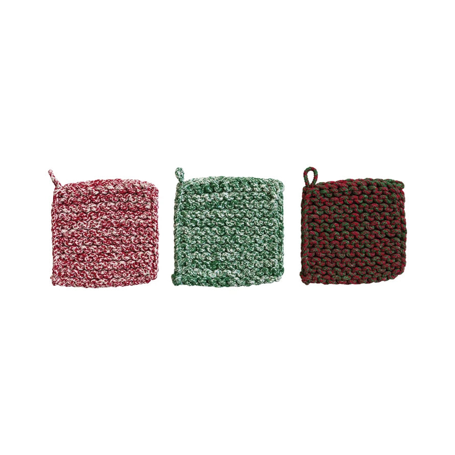 Melange Cotton Crocheted Pot Holder,