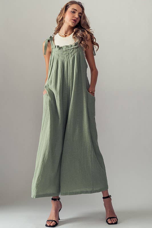 TIE STRAPS WIDE LEG JUMPSUIT