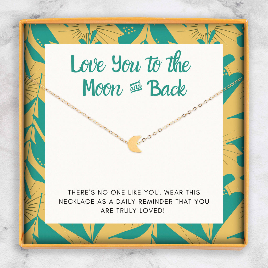 Love You to the Moon Necklace | Gold Moon Charm