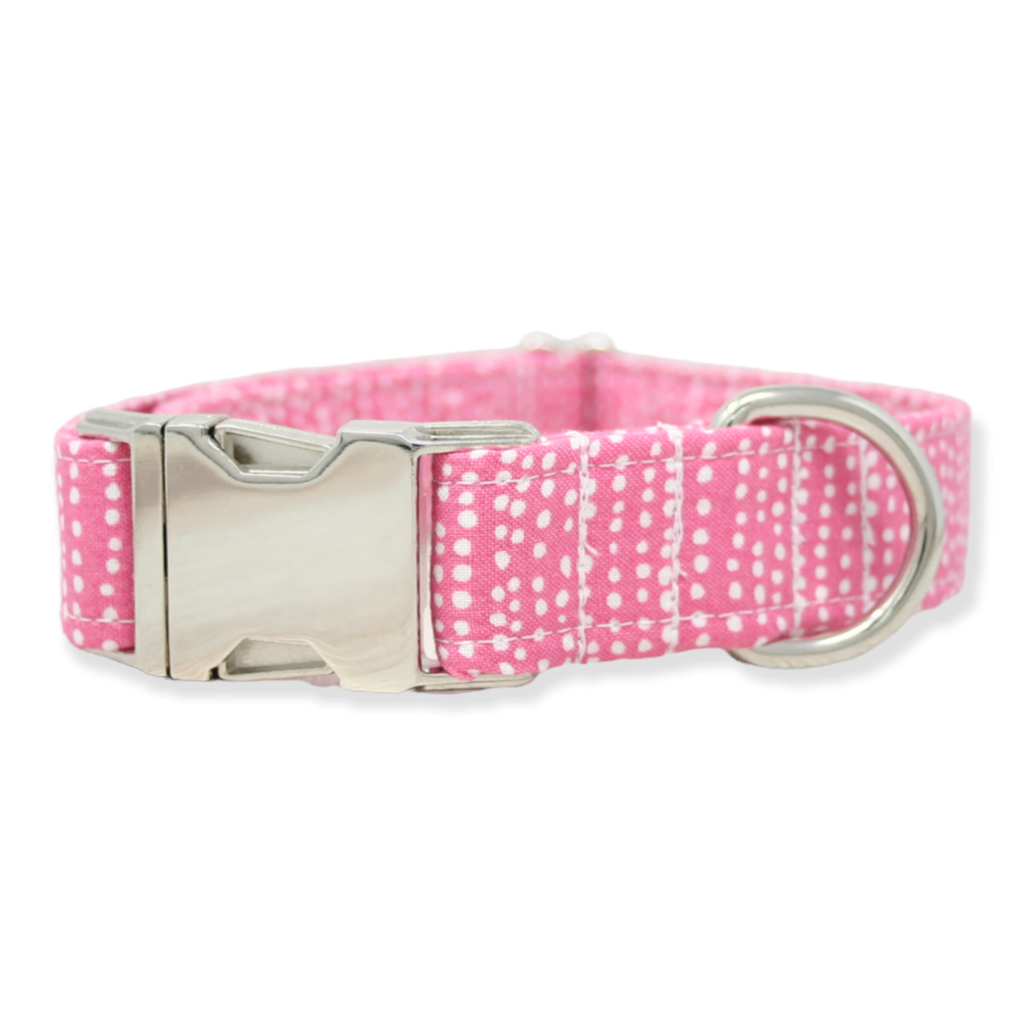 Pink Dog Collar, Girl Dog Collar, Pink Ditsy Dots Dog Collar