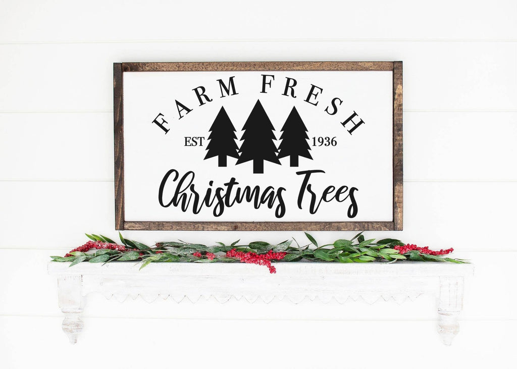 Farm Fresh Christmas Trees Sign - Christmas Decor