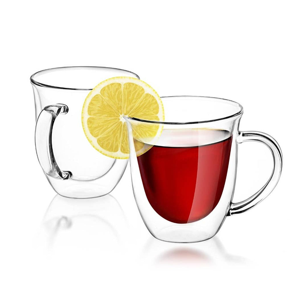 Serene Double Wall Coffee/Tea Glasses, 7.4 Oz Set of 2: Borosilicate Glassware