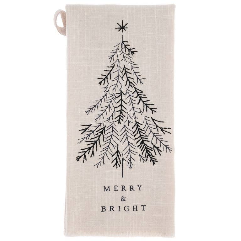 Embroidered Cotton Tea Towels Christmas Tree