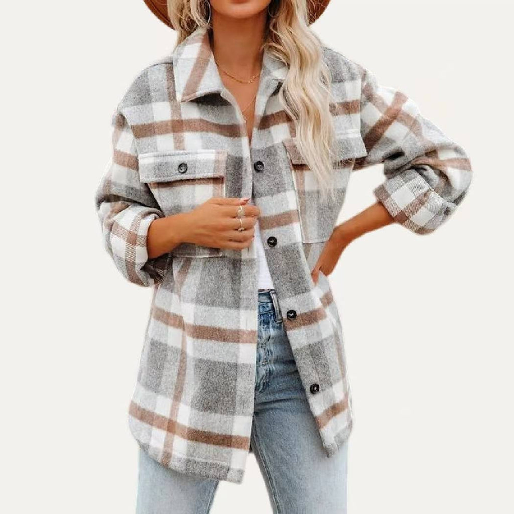Prime Time Classic Multi Plaid Collared Button Down Shacket