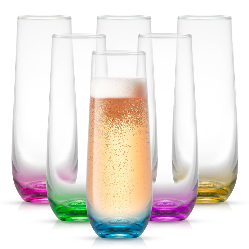 Hue Colored Stemless Champagne Flutes Glasses, Party Glasses