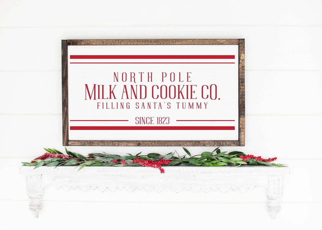 North Pole Milk and Cookies Sign 12x20"