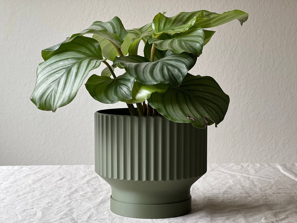 Lightweight Green Planter Pot | Olive Green| 4", 6" 8" With Drip Tray