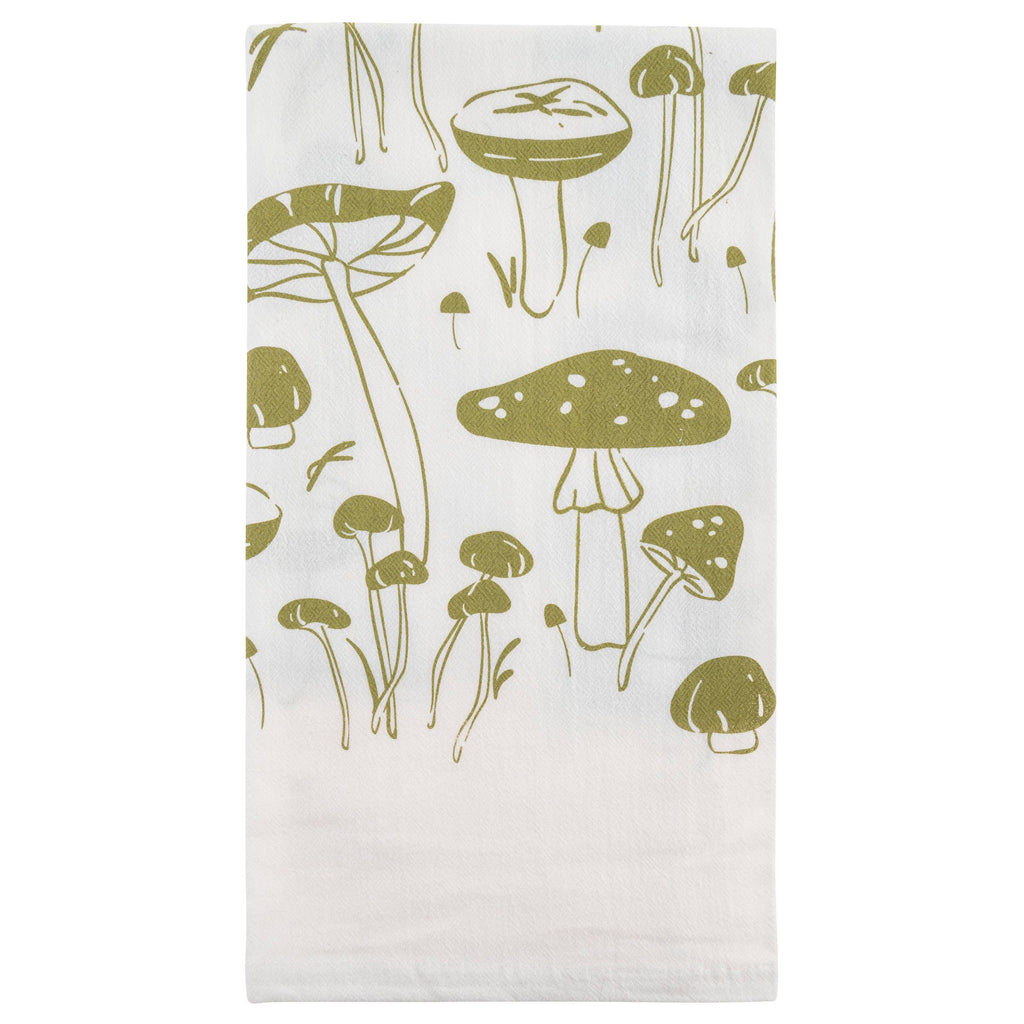 Block Print Tea Towel: Mushroom