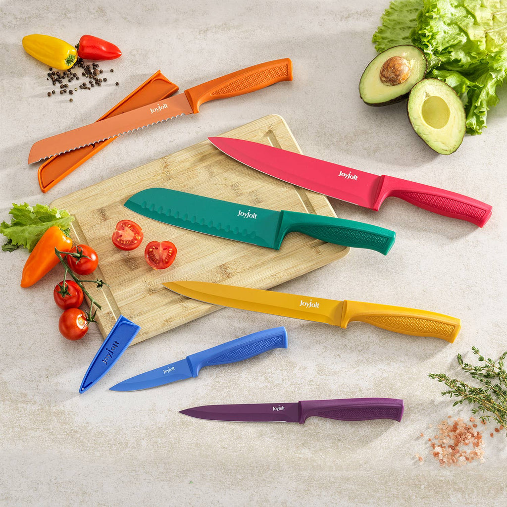 12 pc Rainbow Kitchen Knife Set - 6 Knives & 6 Blade Covers
