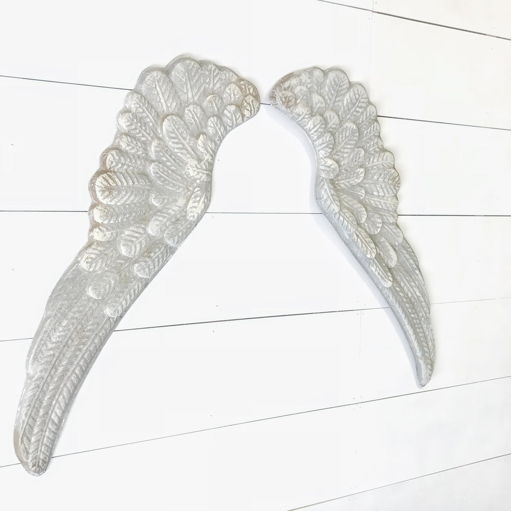 White Metal Angel Wing Wall Decor