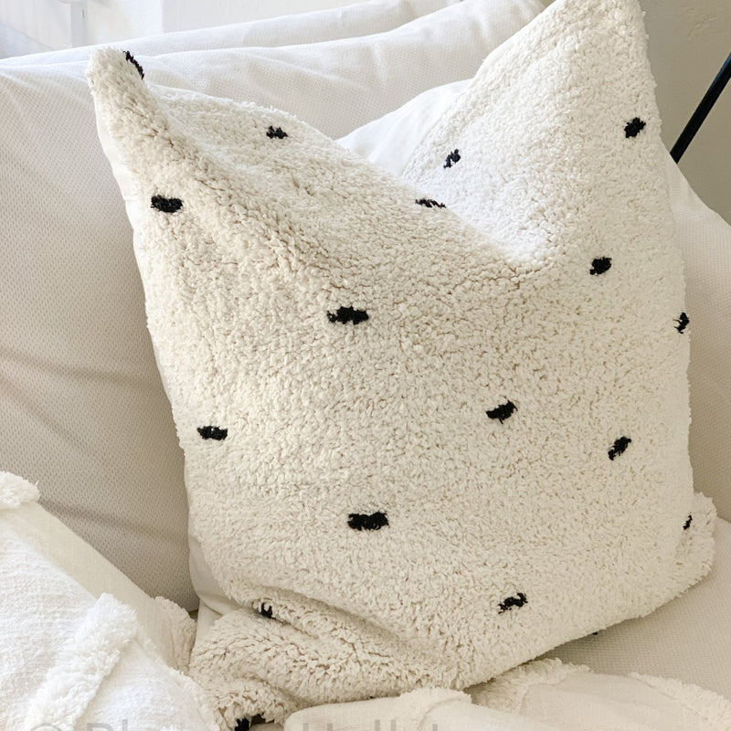 Polka Dot Plush Velvet Natural Decorative Square Throw Pillow – The Well  Appointed House