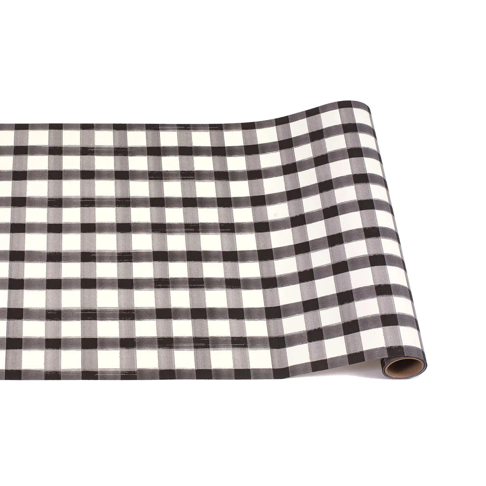 Black check hester and cook table runner