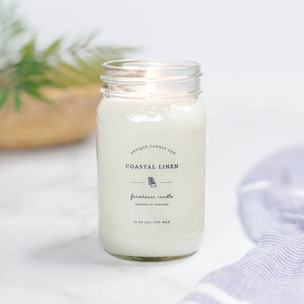 Coastal Linen Candle - 16oz. - Antique Candle Co.