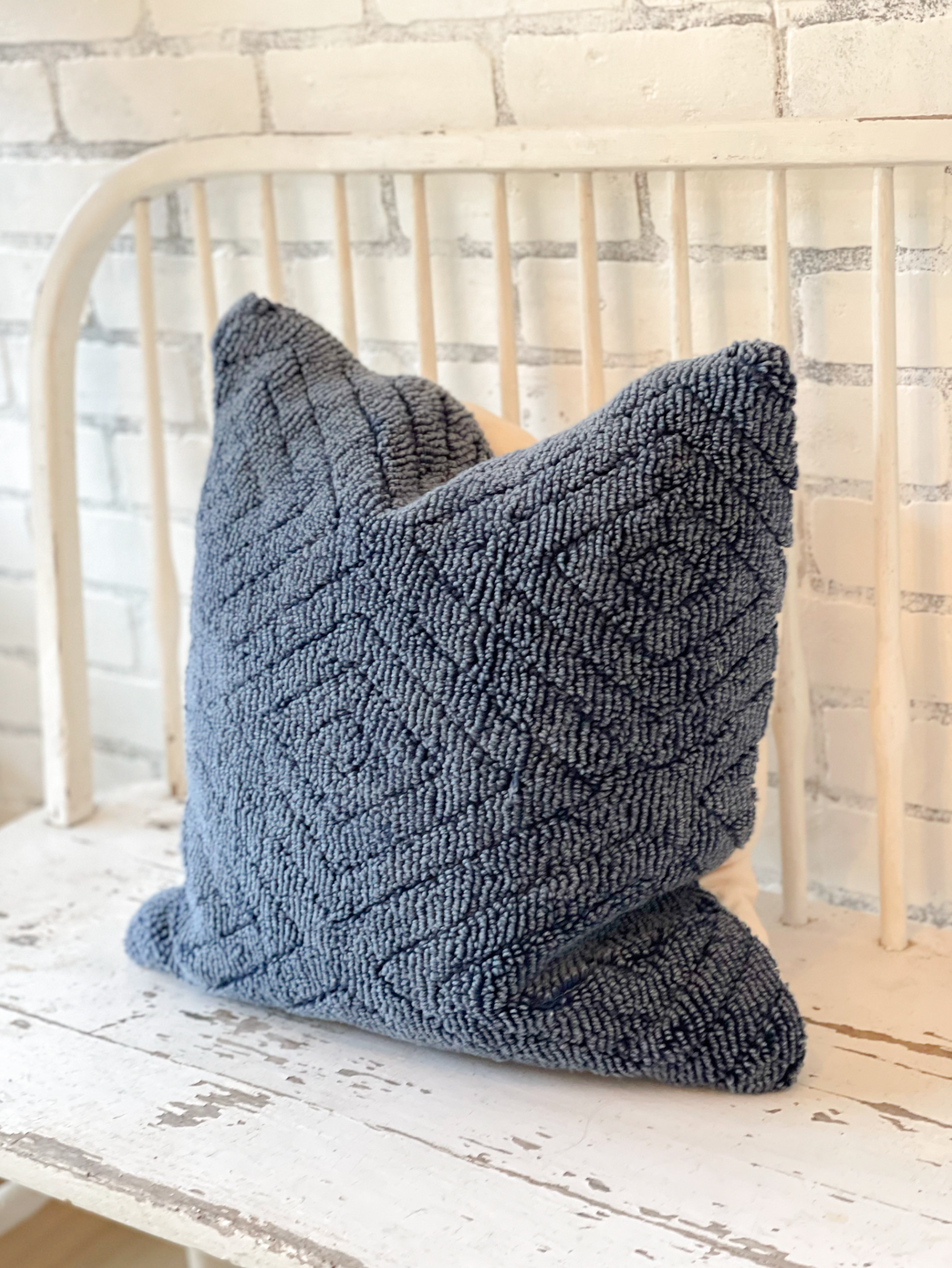 Blue chenille deals pillow