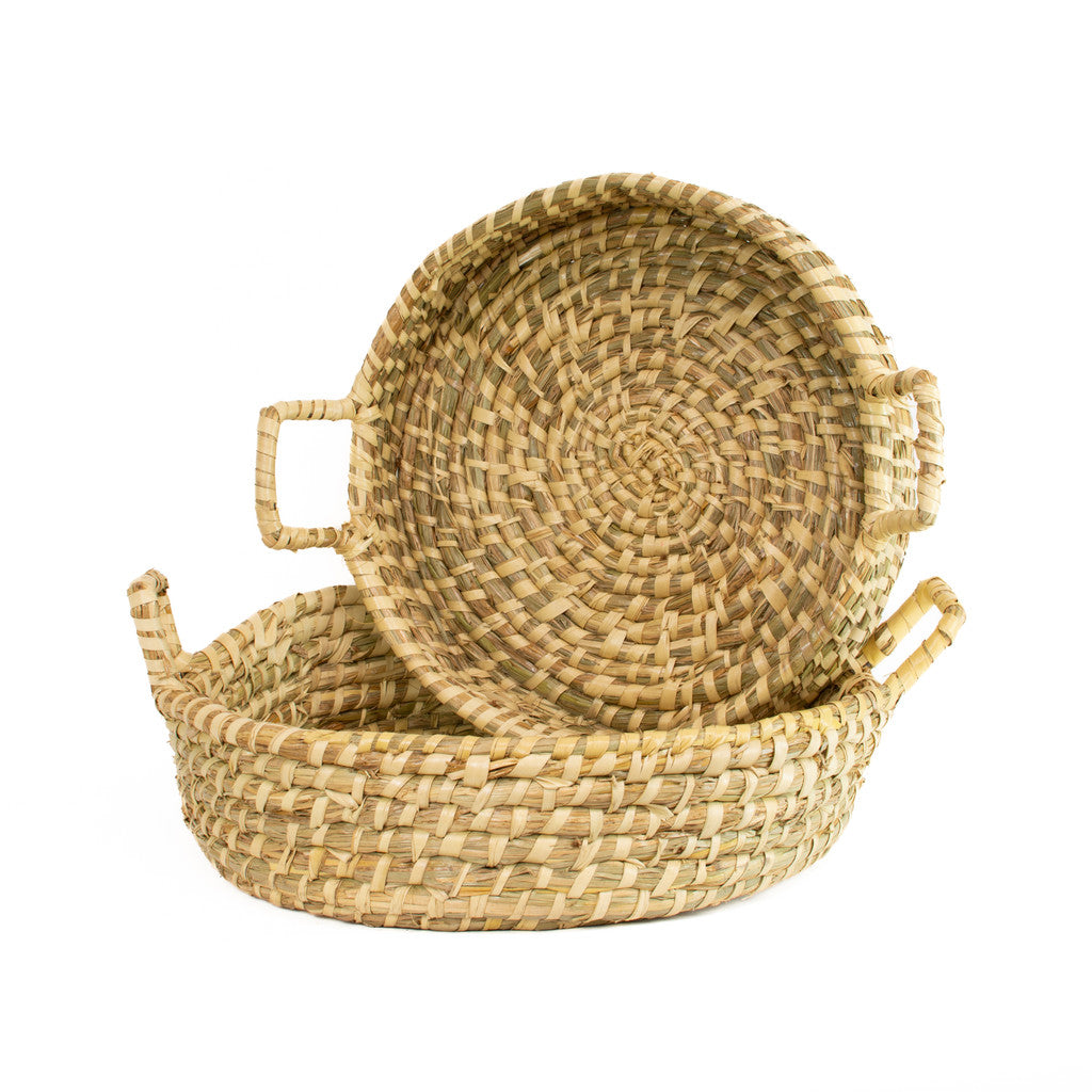 SEAGRASS ROUND BASKET WITH HANDLES