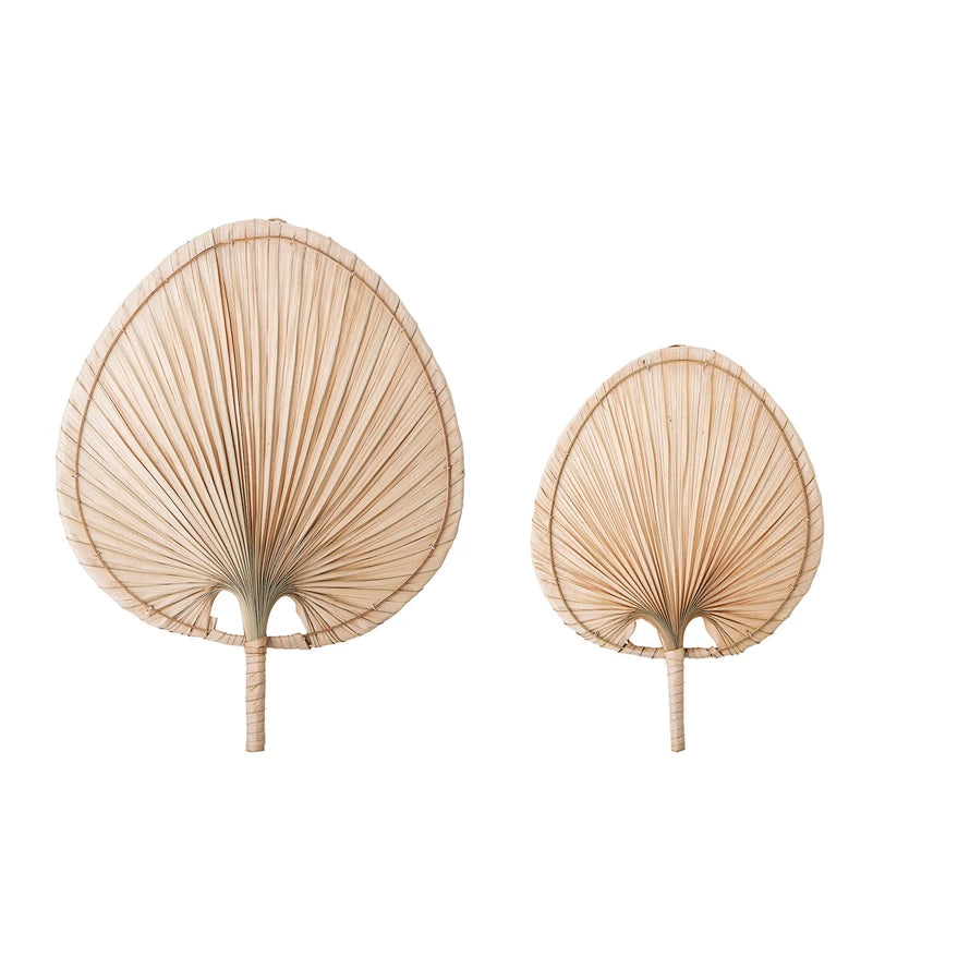 Natural Palm Leaf Fans, Set of 2