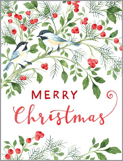 Boxed/Packaged Christmas Card - Scripture-Berries Birds: Acrylic Box/10