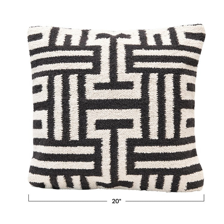 Chunky Black and White Geometric Pillow