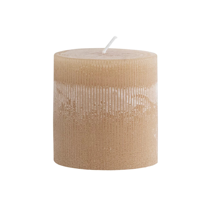 Unscented Pleated Pillar Candle - 4x4 fat