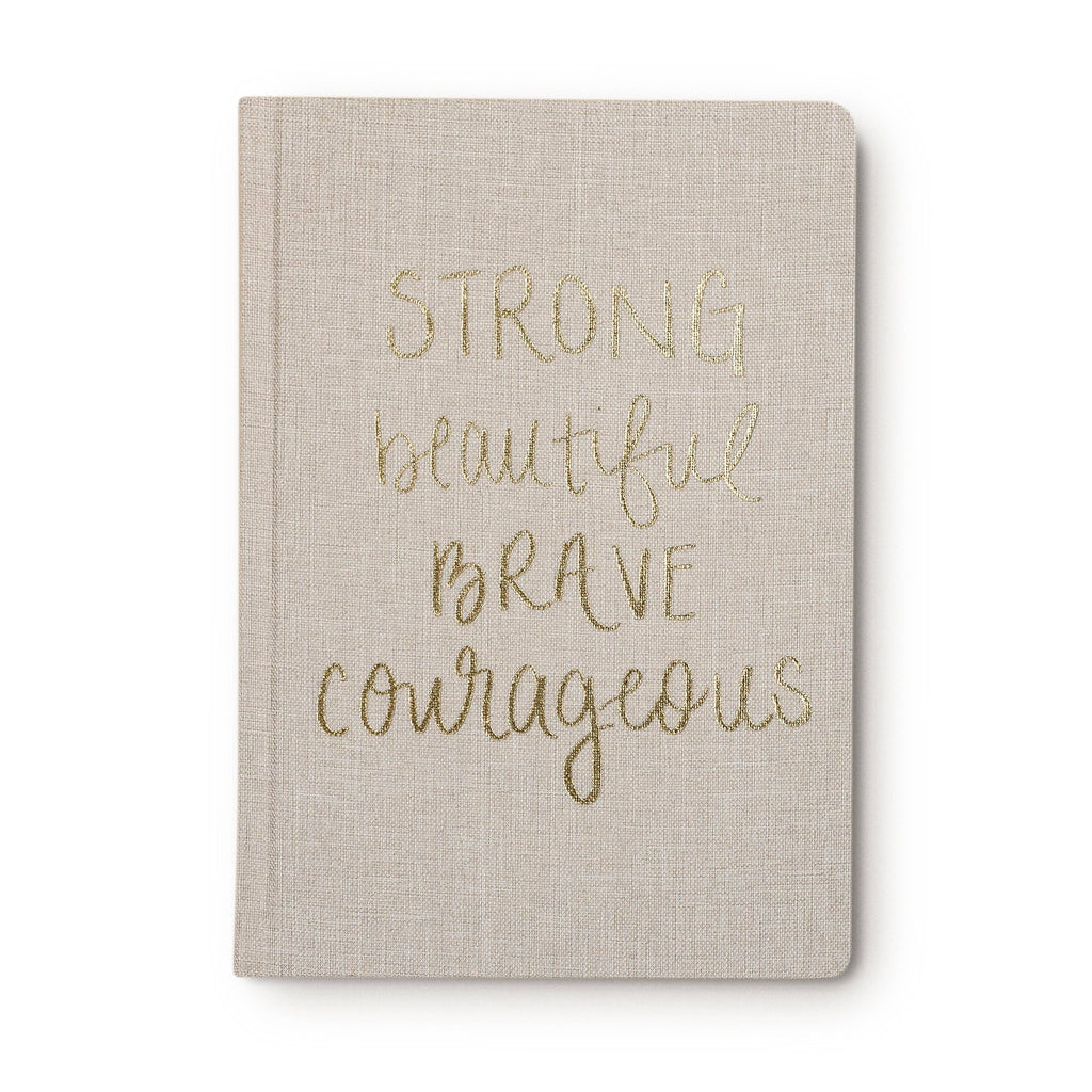 Strong Beautiful Brave Courageous - Tan Fabric Journal