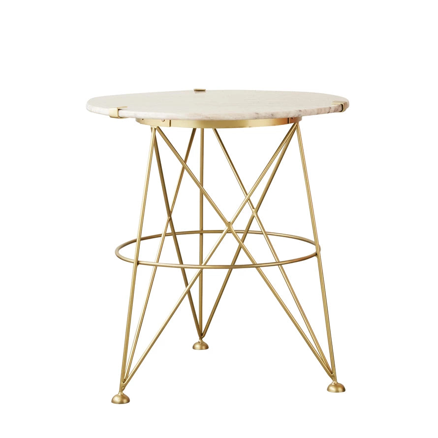 Metal Table with Marble Top