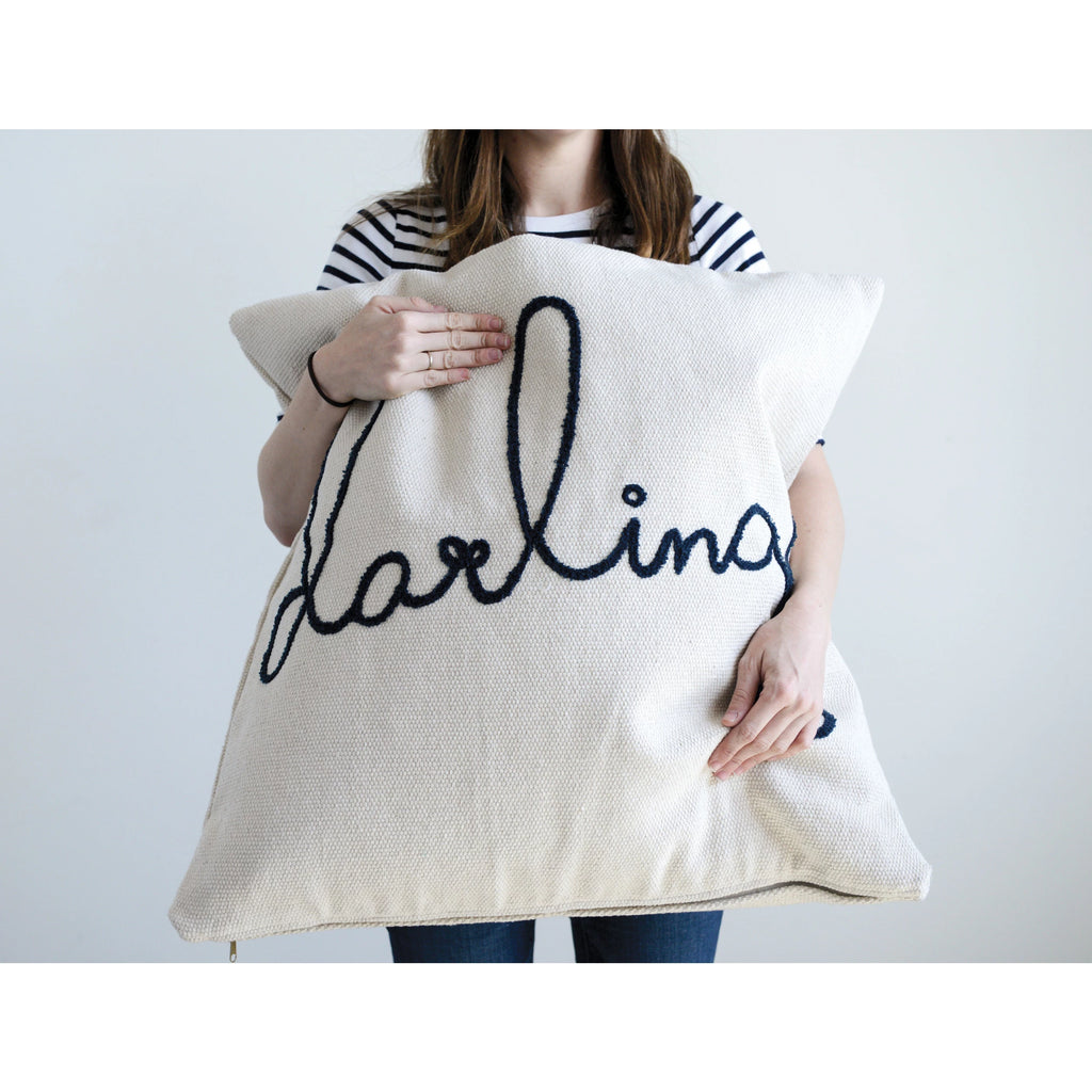 Darling Cotton Pillow with Embroidered