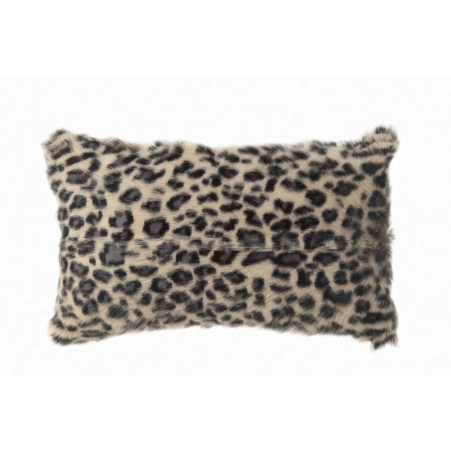 Leopard Print Goat Fur Lumbar Pillow