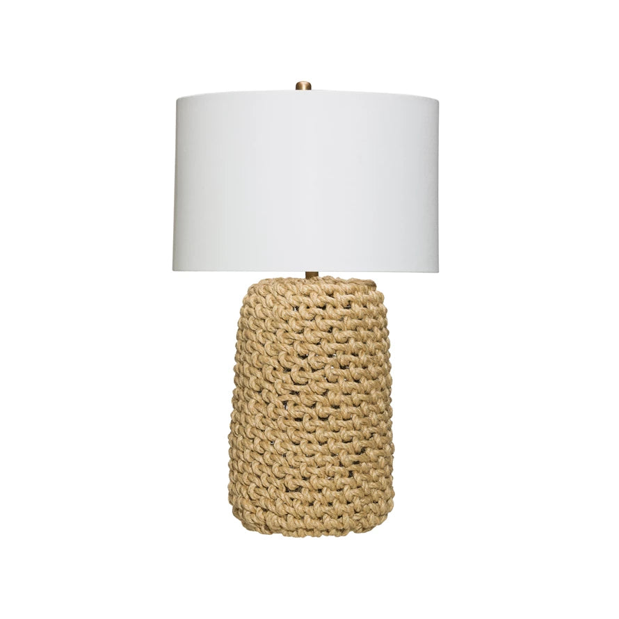 Jute Rope Table Lamp with Linen Shade