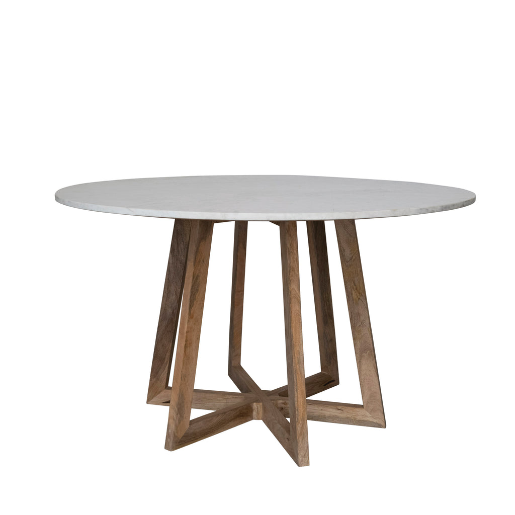 Mango Wood Dining Table with Marble Top