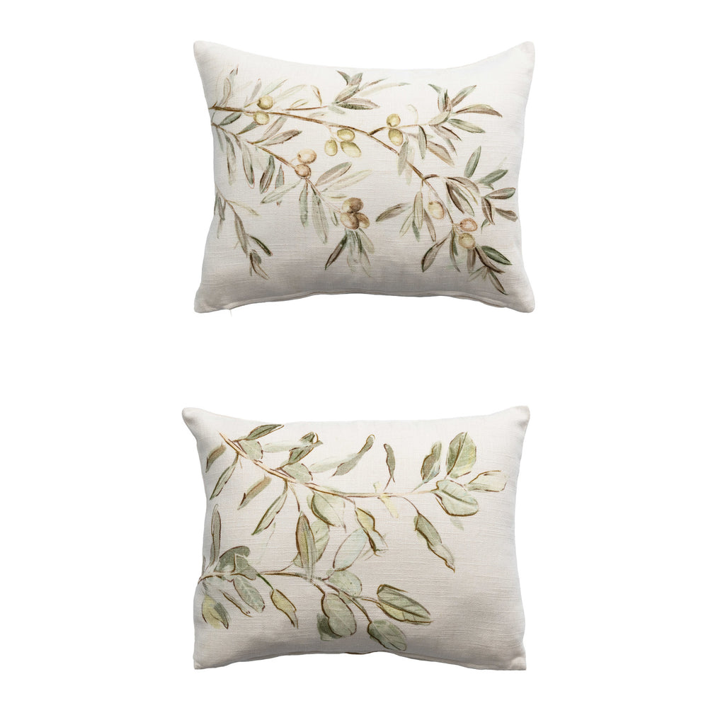 20" x 16" Viscose & Linen Blend Printed Pillow w/ Botanical Image, 2 Styles
