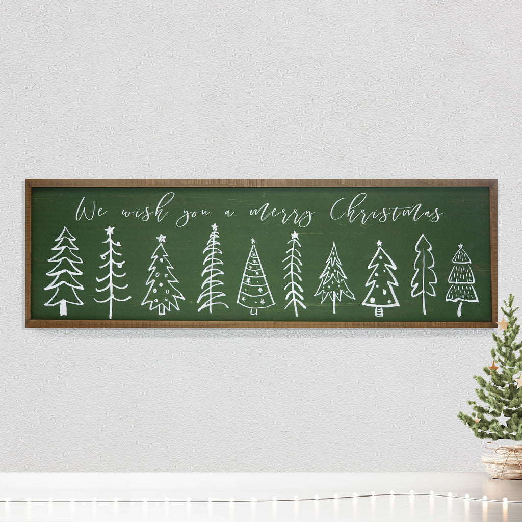 SIGN Merry CHRISTMAS TREES Green