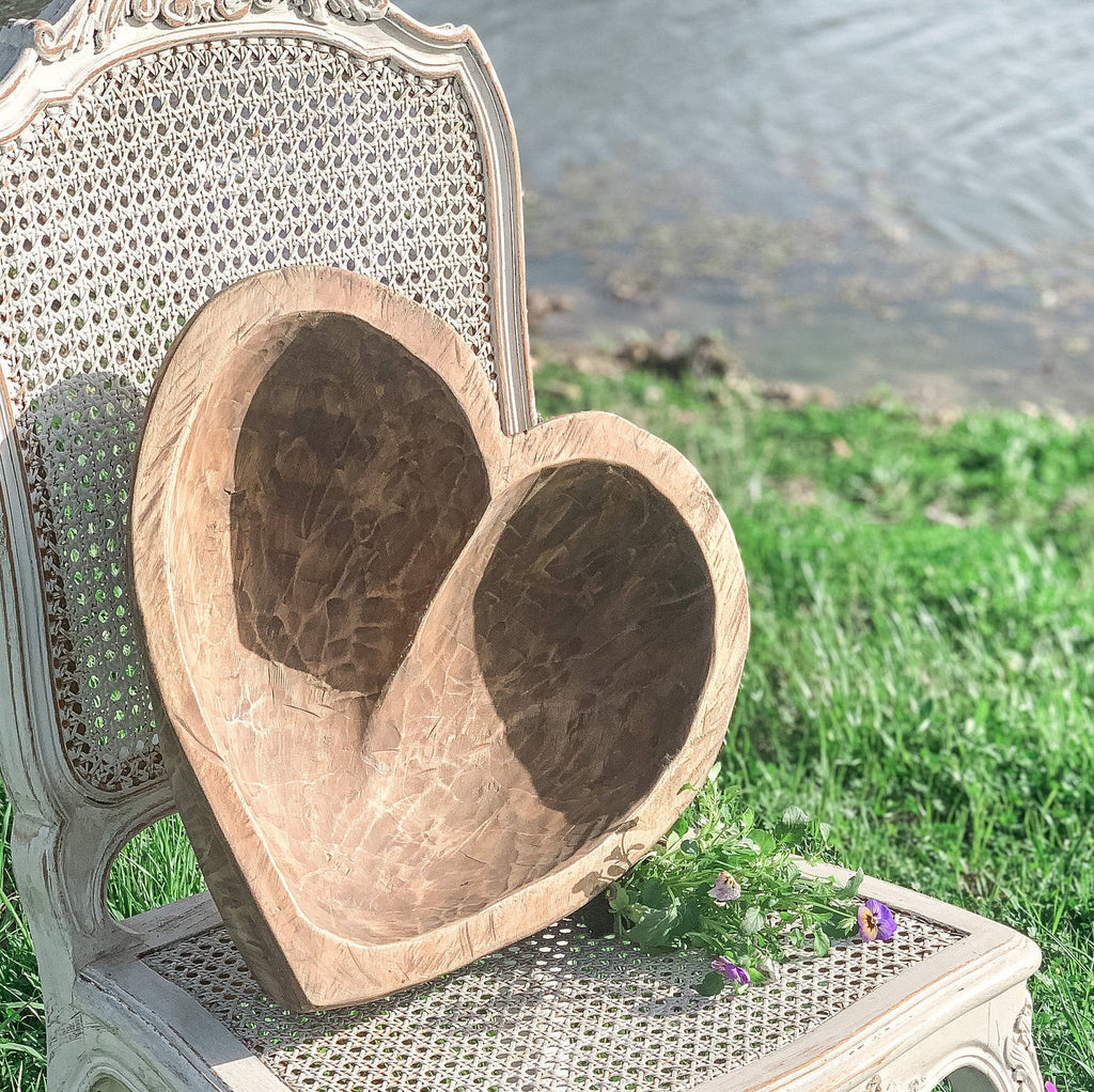 large wood heart bowl