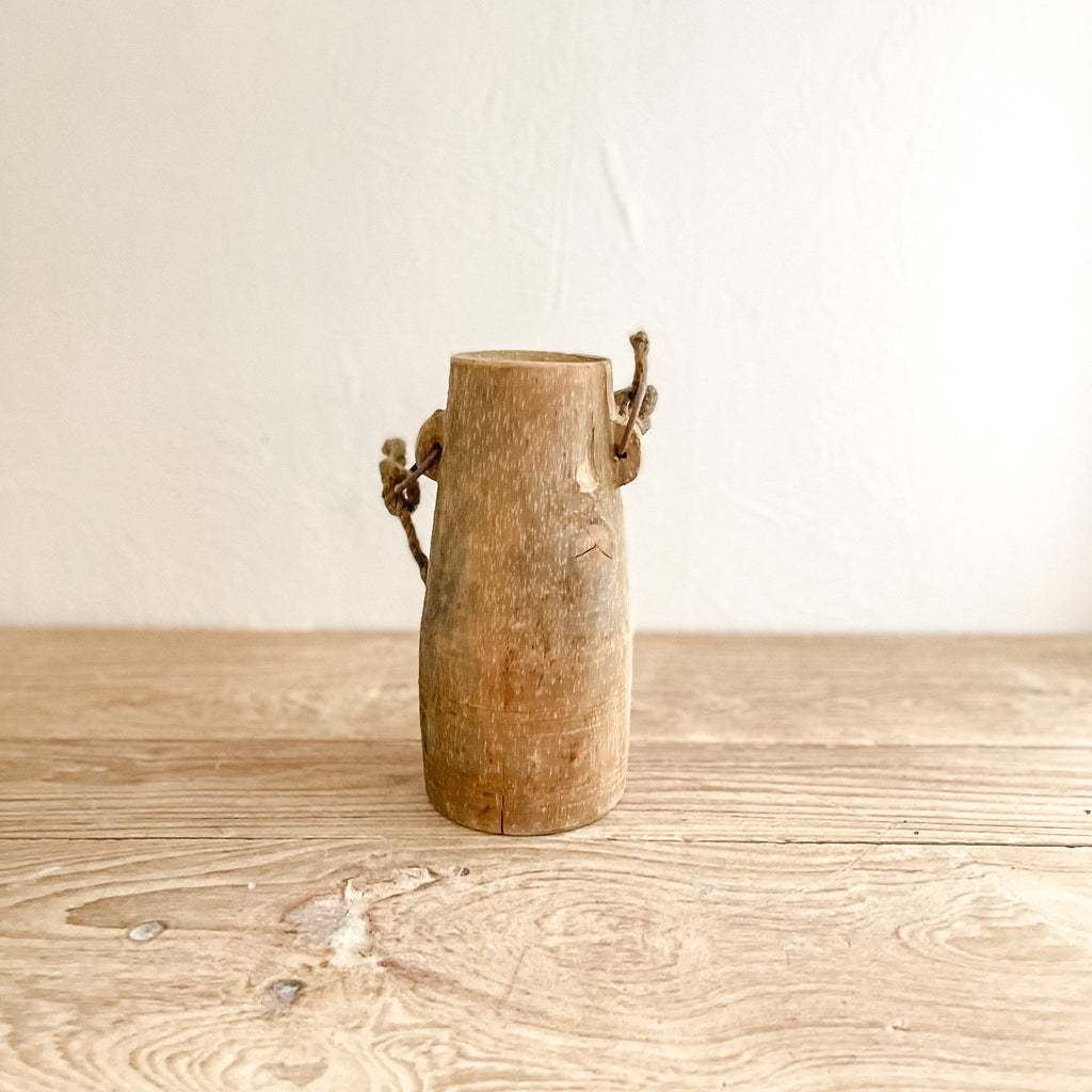 Wood Pot with Rope Handle