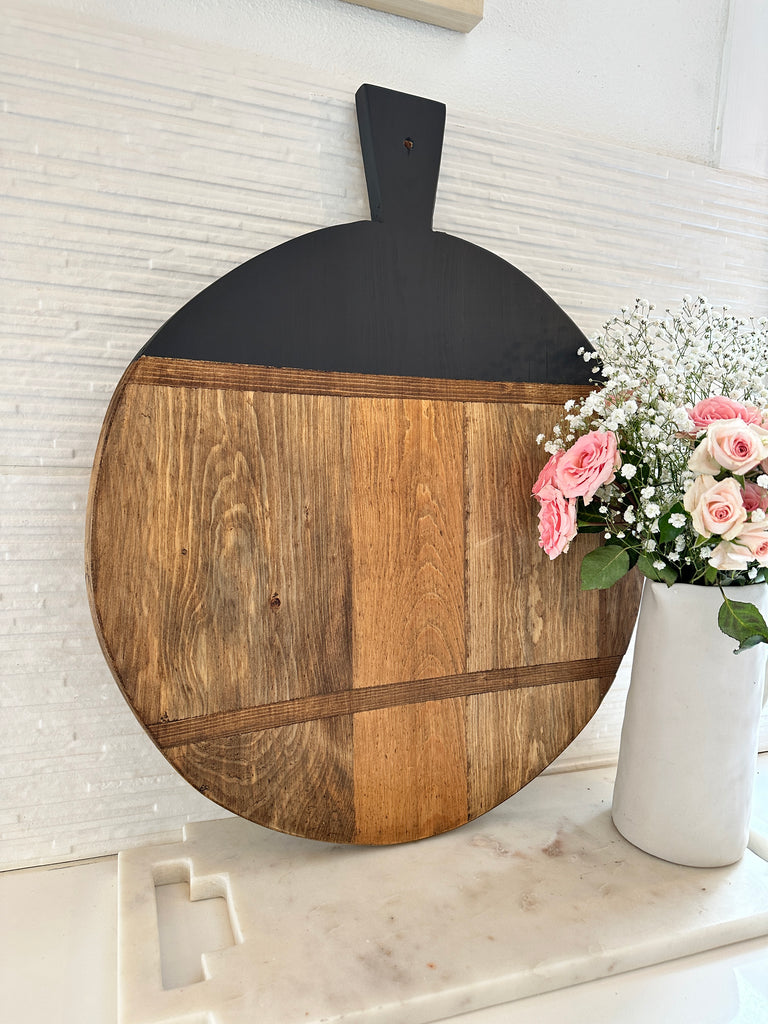 Black Round French Charcuterie Board/ Antique Cutting Board